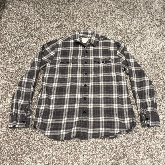 Plaid Grey & White Long-Sleeve Button Down - Picture 1 of 8
